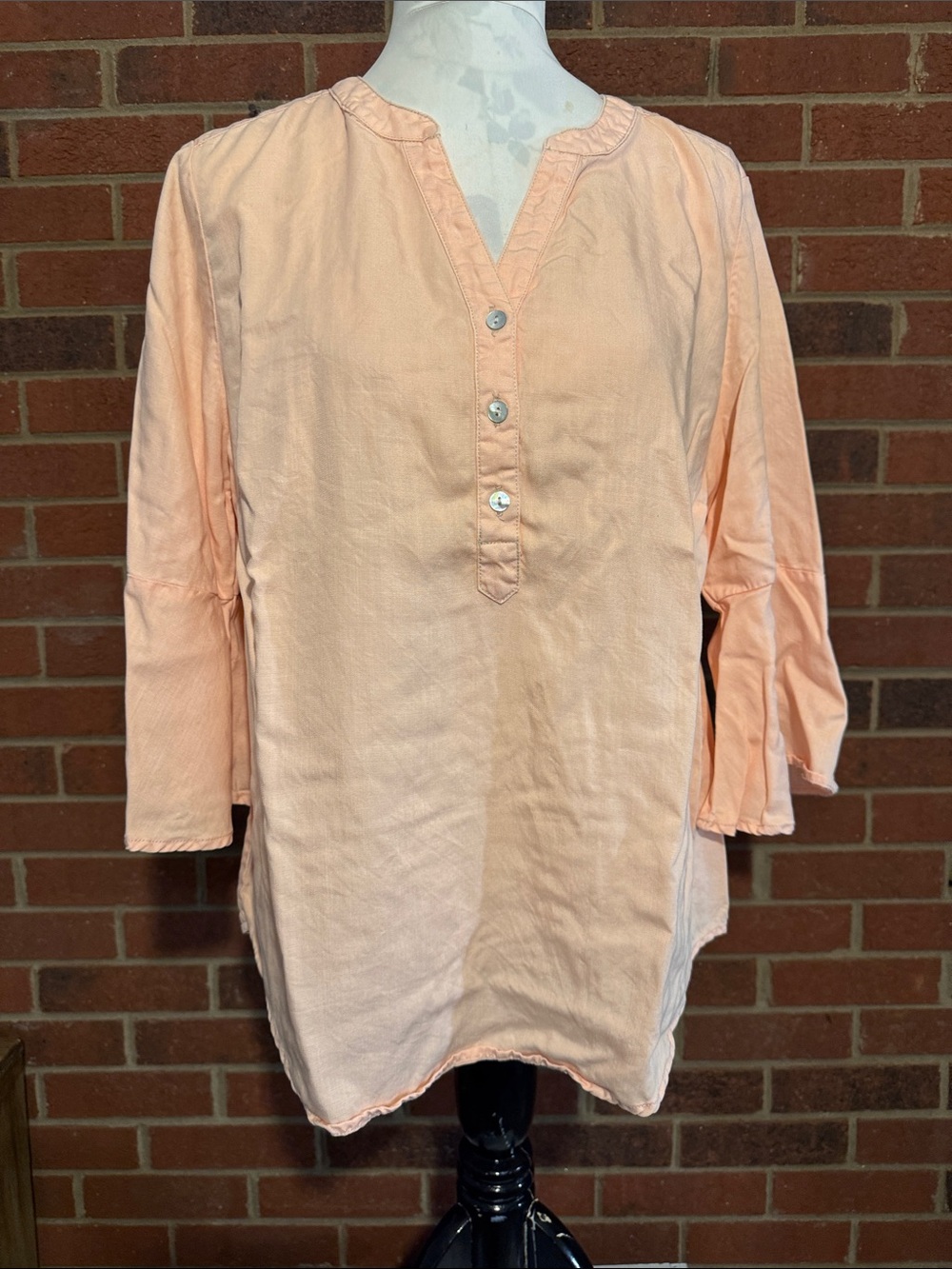 Chico's Peach Button-Front Tunic